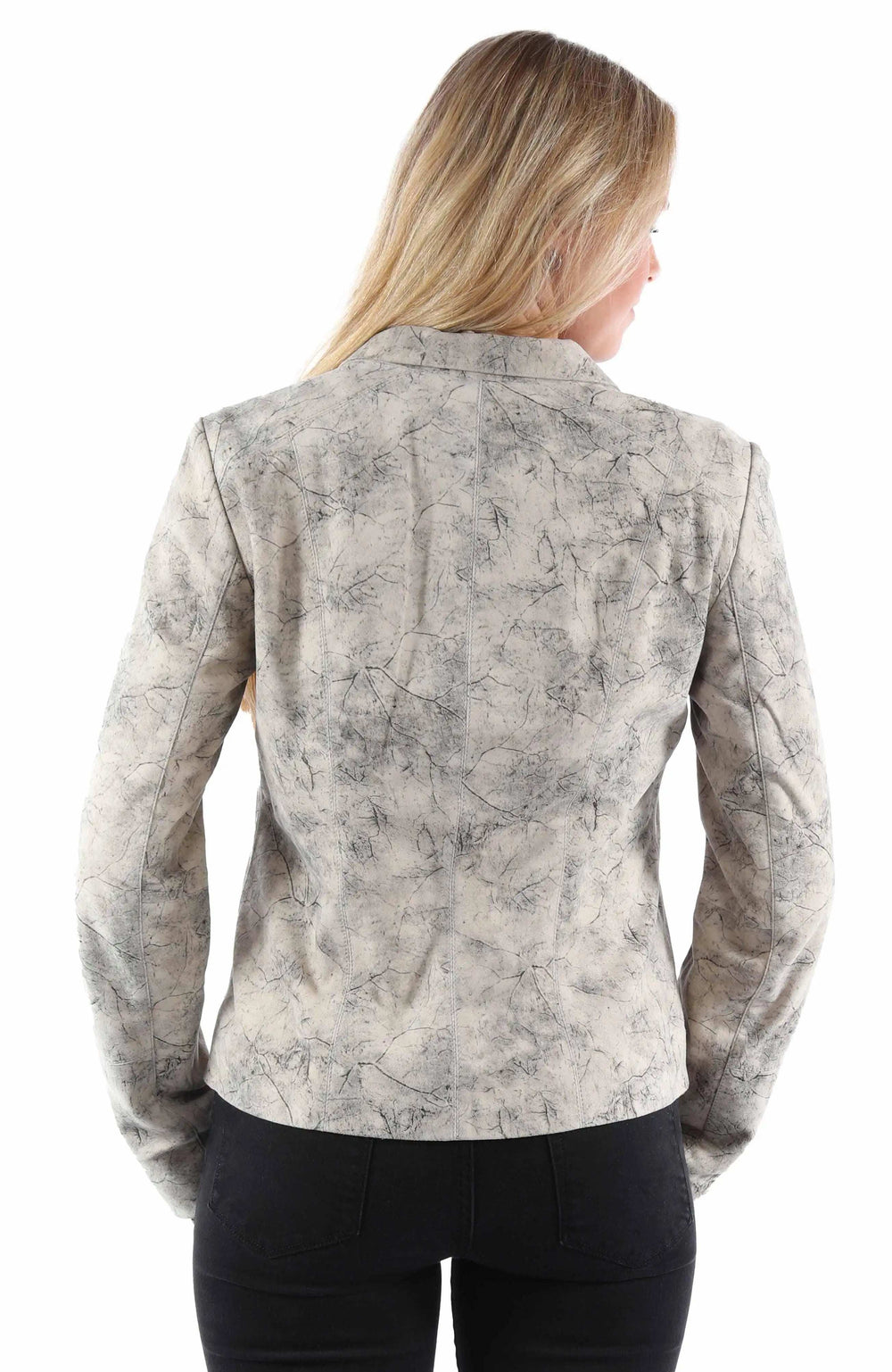 leatherwear womens grey 100% leather ladies jacket - Scully Leather - Flyclothing LLC