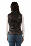 leatherwear womens black lamb 100% leather ladies vest - Scully Leather - Flyclothing LLC