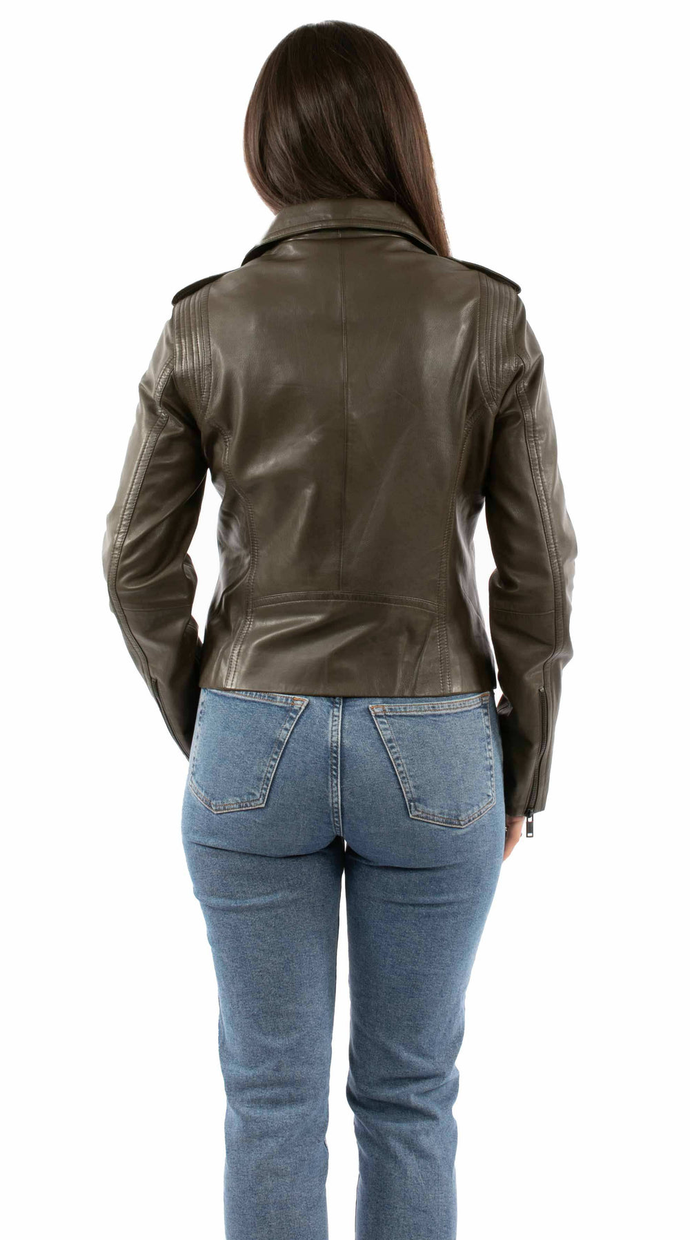 leatherwear womens olive 100% leather ladies mc jacket - Scully Leather - Flyclothing LLC