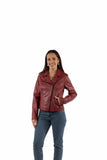 leatherwear womens red lamb 100% leather ladies mc jacket - Scully Leather - Flyclothing LLC