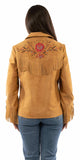 leatherwear womens tan 100% leather ladies fringe embro - Scully Leather - Flyclothing LLC