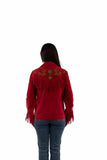 leatherwear womens red suede 100% leather ladies fringe embro - Scully Leather - Flyclothing LLC