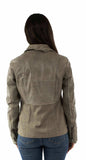 leatherwear womens sage clr canvas w/leather trim 80% cotton 20% leather ladies jacket - Scully Leather - Flyclothing LLC