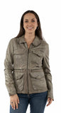 leatherwear womens sage clr canvas w/leather trim 80% cotton 20% leather ladies jacket - Scully Leather - Flyclothing LLC