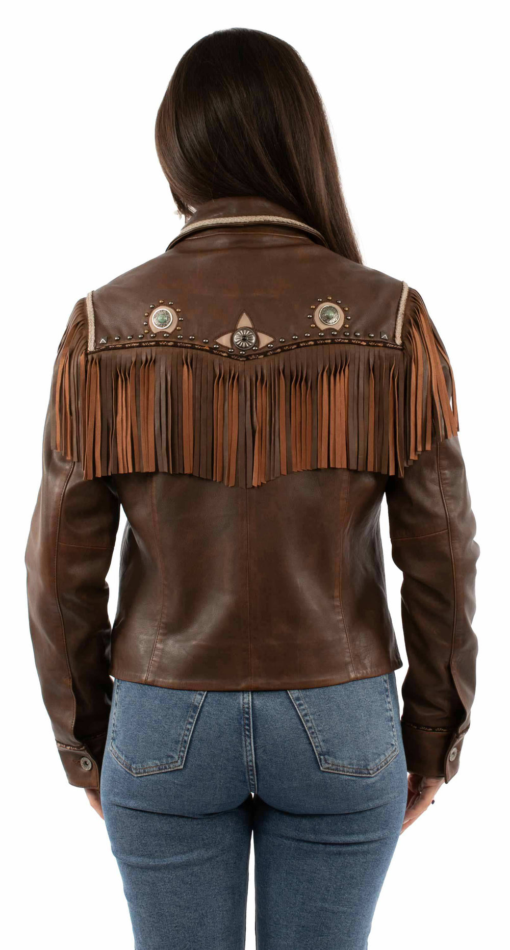 Scully Leather 100% Leather Brown Ladies Fringe Jacket - Scully Leather - Flyclothing LLC