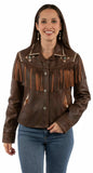 Scully Leather 100% Leather Brown Ladies Fringe Jacket - Scully Leather - Flyclothing LLC