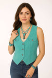 Scully Leather 100% Leather Turquoise V101 Ladies Vest - Scully Leather - Flyclothing LLC