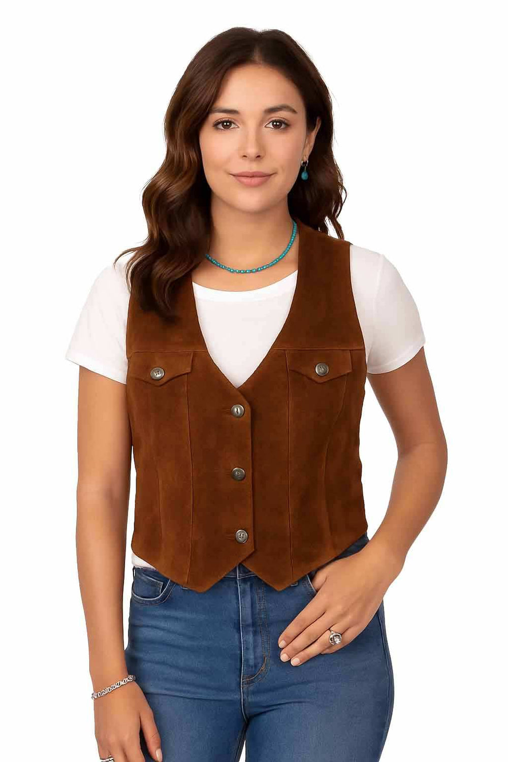 Scully Leather 100% Leather Chocolate V101 Ladies Vest - Scully Leather - Flyclothing LLC