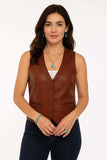 Scully Leather 100% Leather 100% Polyester Cognac Soft Lamb Ladies Vest - Scully Leather - Flyclothing LLC