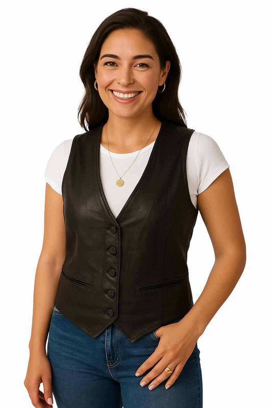 Scully Leather 100% Leather Black Lamb Ladies Vest Sc-3470l - Scully Leather - Flyclothing LLC