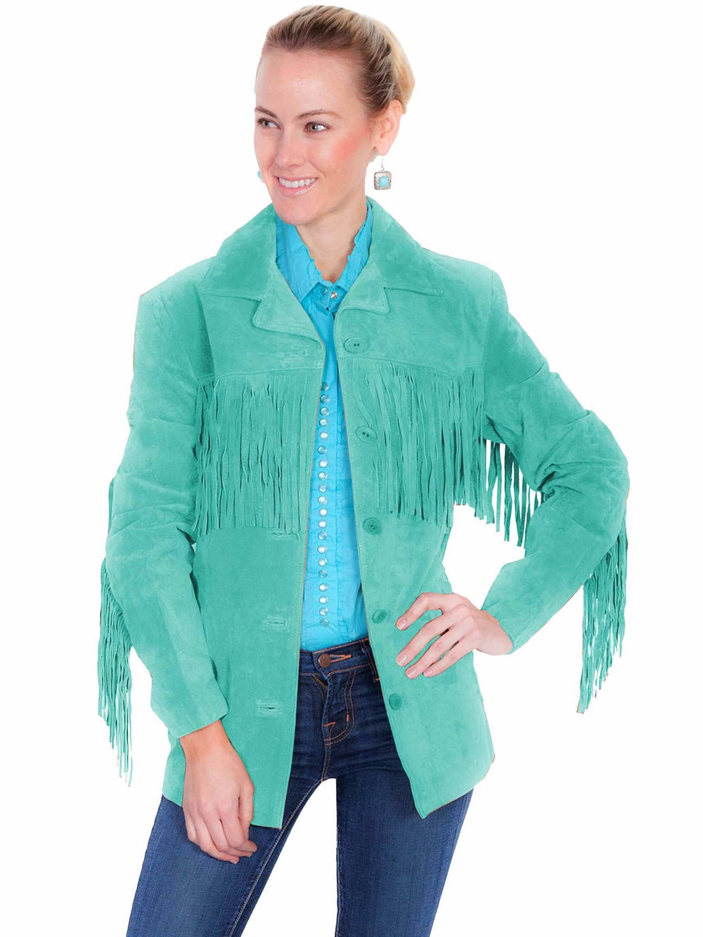Scully Leather Turquoise Fringe Jacket - Scully Leather - Flyclothing LLC