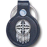Leather Keychain - Shield & Feathers - Siskiyou Originals - Flyclothing LLC