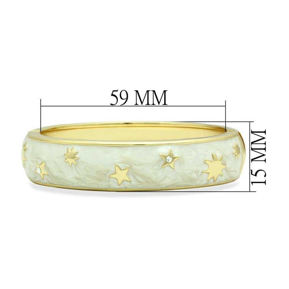 LO2146 - Flash Gold White Metal Bangle with Top Grade Crystal in Clear - Alamode - Flyclothing LLC