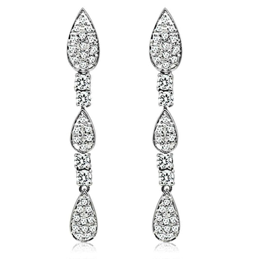 LO2428 - Rhodium Brass Jewelry Sets with AAA Grade CZ in Clear - Alamode - Flyclothing LLC