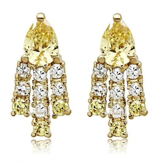 LO2429 - Gold Brass Jewelry Sets with AAA Grade CZ in Topaz - Alamode - Flyclothing LLC