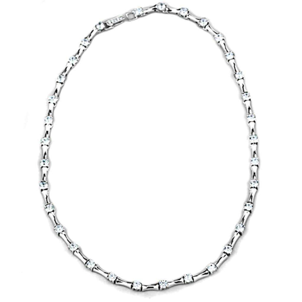 LO2709 - Rhodium Brass Necklace with AAA Grade CZ in Clear - Alamode - Flyclothing LLC