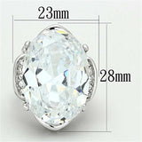 LO2950 - Rhodium Brass Ring with AAA Grade CZ in Clear - Alamode - Flyclothing LLC