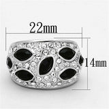 LO2957 - Rhodium Brass Ring with Synthetic Cat Eye in Jet - Alamode - Flyclothing LLC