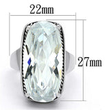 LO2958 - Rhodium Brass Ring with AAA Grade CZ in Clear - Alamode - Flyclothing LLC
