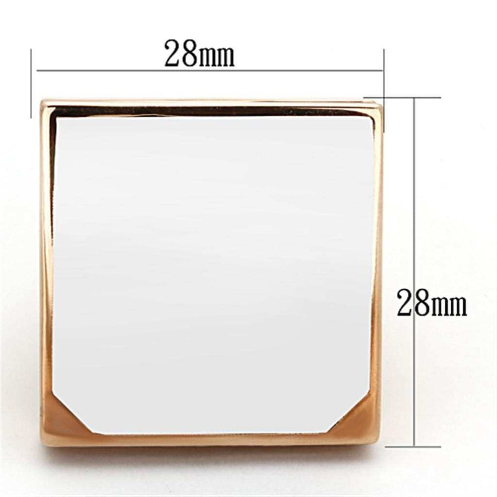 LO2971 - Rose Gold Brass Ring with Synthetic Synthetic Glass in Clear - Alamode - Flyclothing LLC