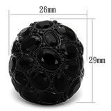 LO3000 - Ruthenium Brass Ring with Synthetic Synthetic Glass in Jet - Alamode - Flyclothing LLC