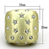 LO3037 - Gold & Brush Brass Ring with Top Grade Crystal in Clear - Alamode - Flyclothing LLC