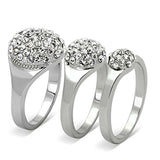 LO3055 - Rhodium Brass Ring with Top Grade Crystal in Clear - Alamode - Flyclothing LLC
