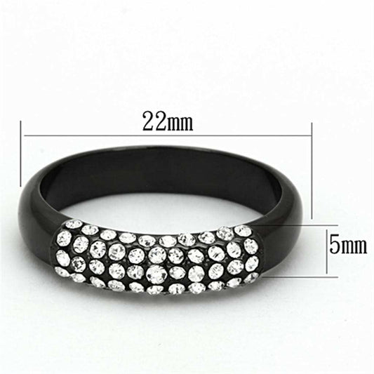 LO3068 - TIN Cobalt Black Brass Ring with Top Grade Crystal in Clear - Alamode - Flyclothing LLC