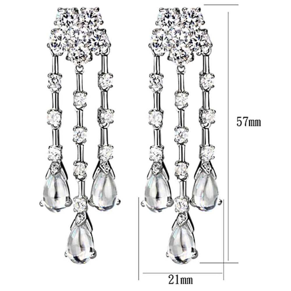LO3076 - Rhodium Brass Jewelry Sets with AAA Grade CZ in Clear - Alamode - Flyclothing LLC