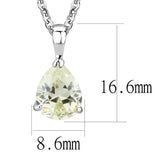 LO311 - Rhodium Brass Chain Pendant with AAA Grade CZ in Citrine Yellow - Alamode - Flyclothing LLC