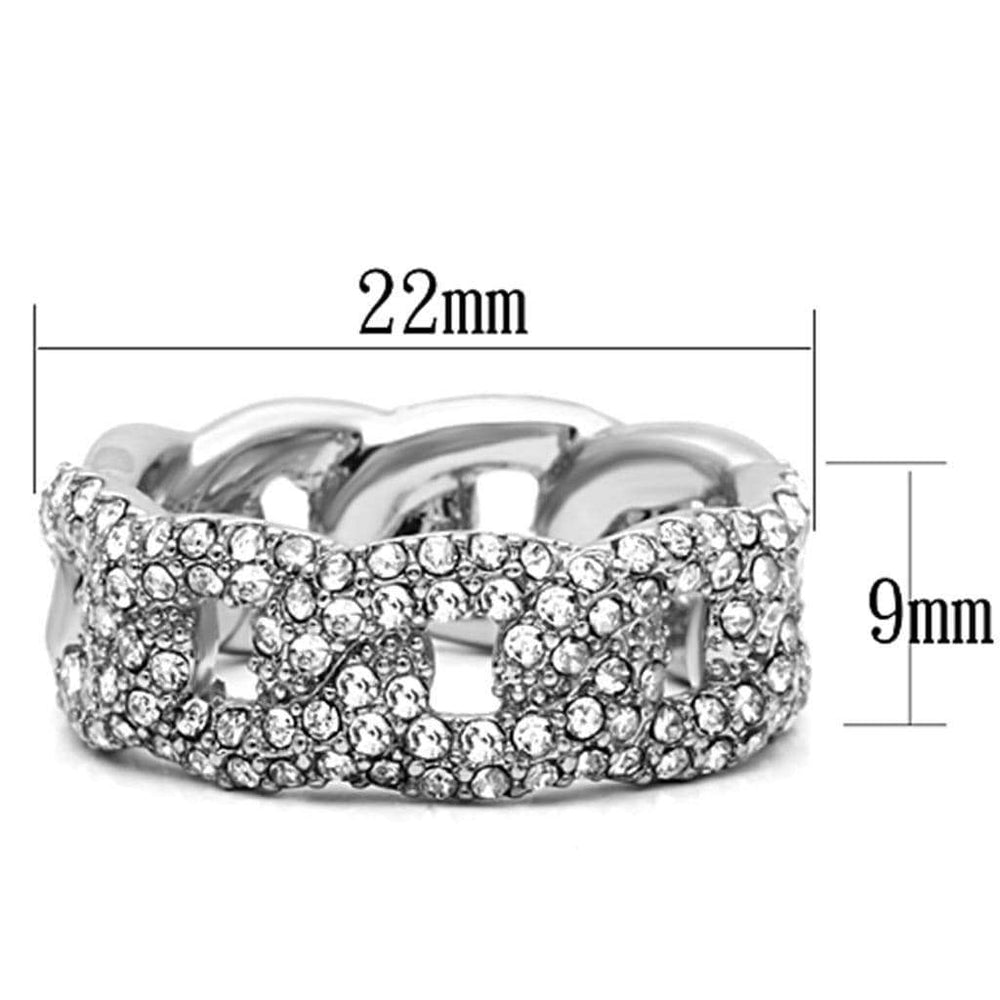 LO3210 - Rhodium Brass Ring with Top Grade Crystal in Clear - Alamode - Flyclothing LLC