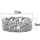 LO3210 - Rhodium Brass Ring with Top Grade Crystal in Clear - Alamode - Flyclothing LLC