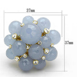 LO3214 - Gold Brass Ring with Synthetic Synthetic Glass in Gray - Alamode - Flyclothing LLC