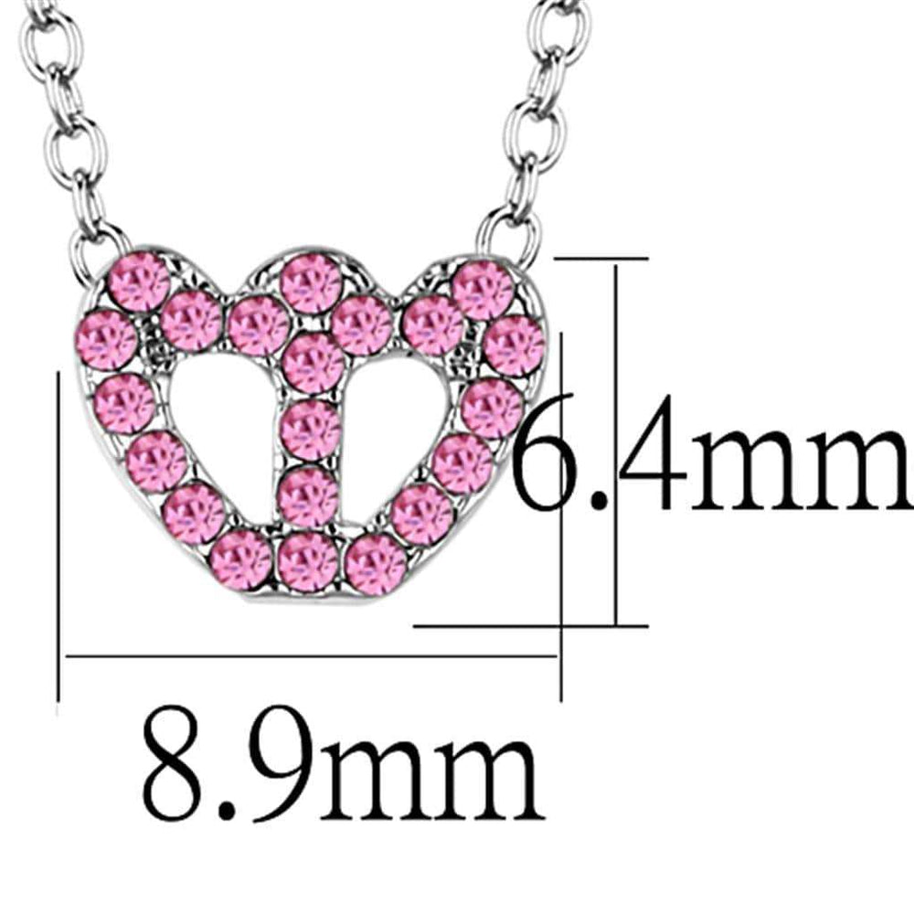LO3230 - Rhodium Brass Chain Pendant with Top Grade Crystal in Rose - Alamode - Flyclothing LLC