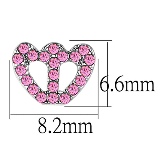 LO3231 - Rhodium Brass Earrings with Top Grade Crystal in Rose - Alamode - Flyclothing LLC