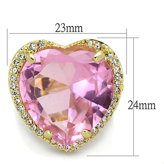 LO3251 - Gold Brass Ring with Synthetic Synthetic Glass in Rose - Alamode - Flyclothing LLC