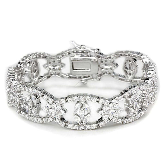 LO3291 - Rhodium Brass Jewelry Sets with AAA Grade CZ in Clear - Alamode - Flyclothing LLC