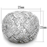 LO3352 - Rhodium Brass Ring with AAA Grade CZ in Clear - Alamode - Flyclothing LLC