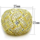 LO3353 - Gold Brass Ring with AAA Grade CZ in Clear - Alamode - Flyclothing LLC