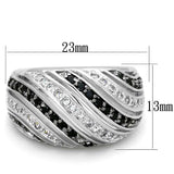 LO3399 - Rhodium + Ruthenium Brass Ring with AAA Grade CZ in Black Diamond - Alamode - Flyclothing LLC