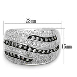 LO3400 - Rhodium + Ruthenium Brass Ring with AAA Grade CZ in Clear - Alamode - Flyclothing LLC