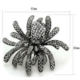 LO3444 - Rhodium Brass Ring with Top Grade Crystal in Clear - Alamode - Flyclothing LLC