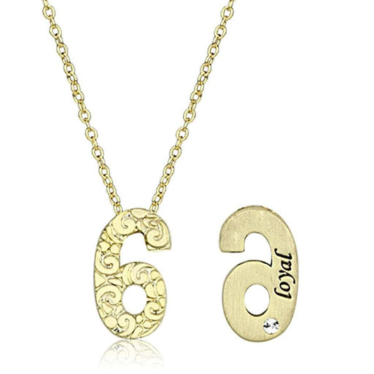 LO3463 - Flash Gold Brass Chain Pendant with Top Grade Crystal in Clear - Alamode - Flyclothing LLC
