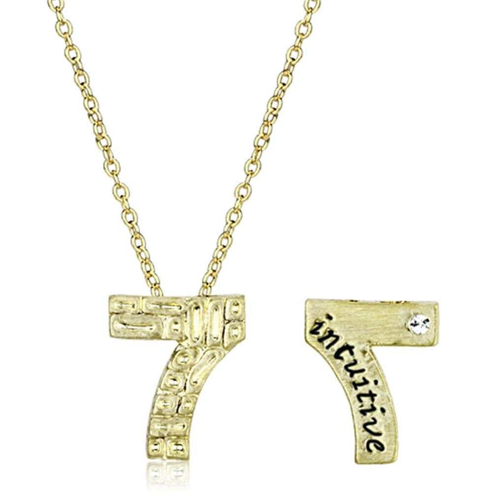 LO3464 - Flash Gold Brass Chain Pendant with Top Grade Crystal in Clear - Alamode - Flyclothing LLC