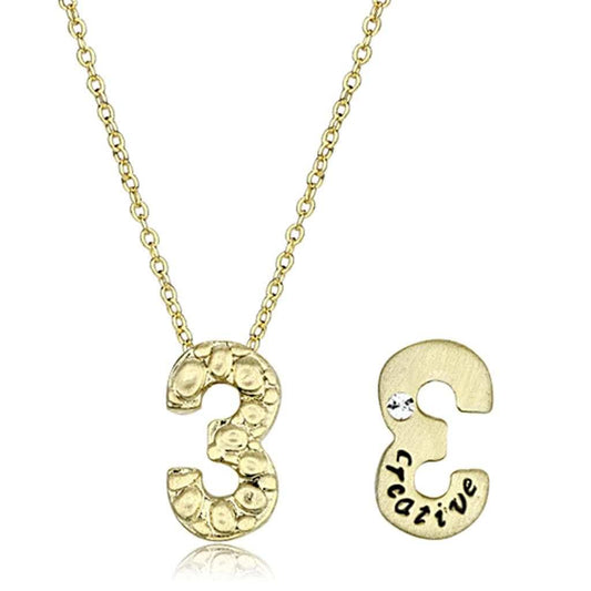 LO3467 - Flash Gold Brass Chain Pendant with Top Grade Crystal in Clear - Alamode - Flyclothing LLC