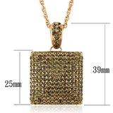 LO3472 - Rose Gold Brass Chain Pendant with Top Grade Crystal in Smoked Quartz - Alamode - Flyclothing LLC