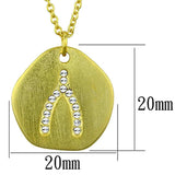LO3479 - Gold & Brush Brass Chain Pendant with Top Grade Crystal in Clear - Alamode - Flyclothing LLC