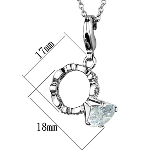 LO3490 - Rhodium Brass Pendant with AAA Grade CZ in Clear - Alamode - Flyclothing LLC