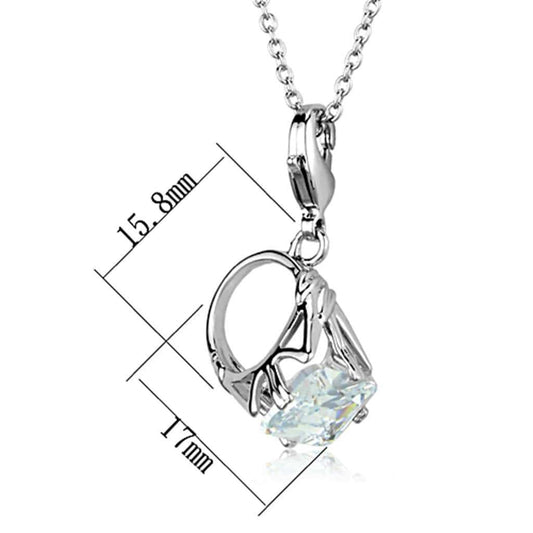 LO3491 - Rhodium Brass Pendant with AAA Grade CZ in Clear - Alamode - Flyclothing LLC