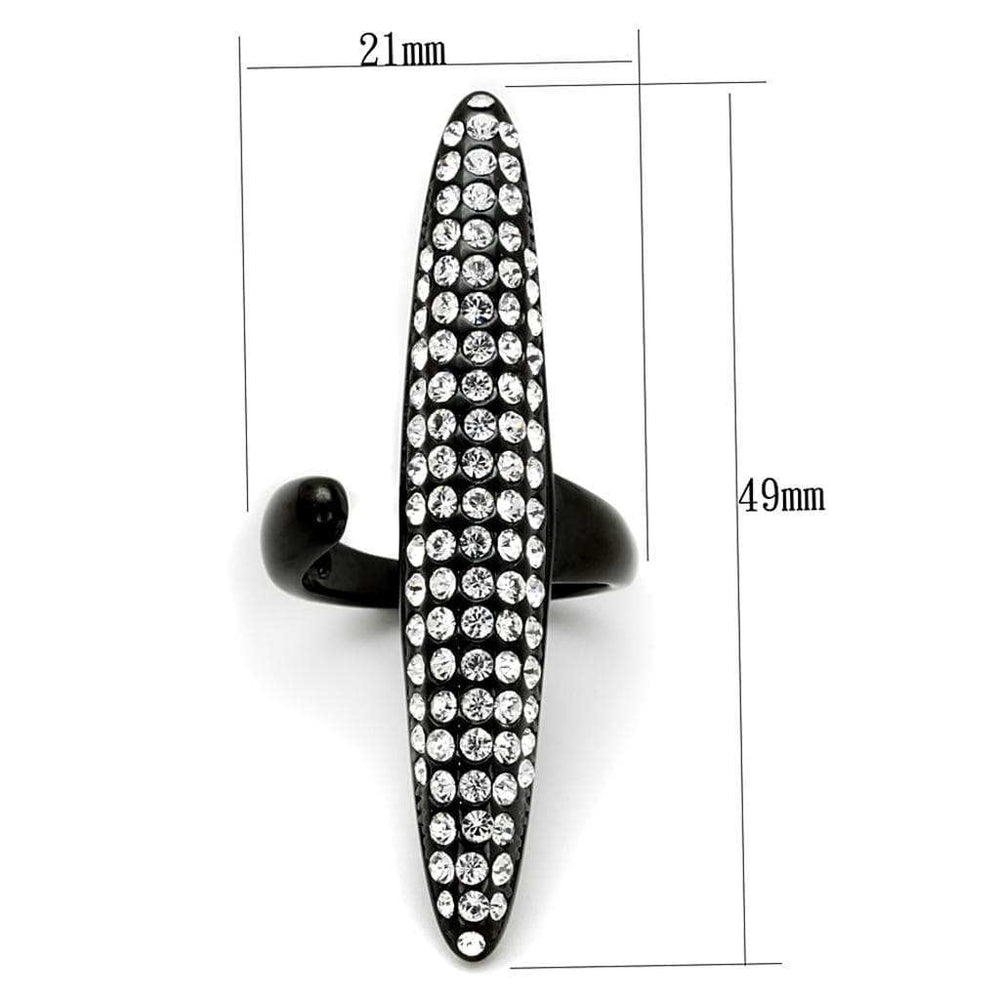 LO3510 - IP Black(Ion Plating) Stainless Steel Ring with Top Grade Crystal in Clear - Alamode - Flyclothing LLC